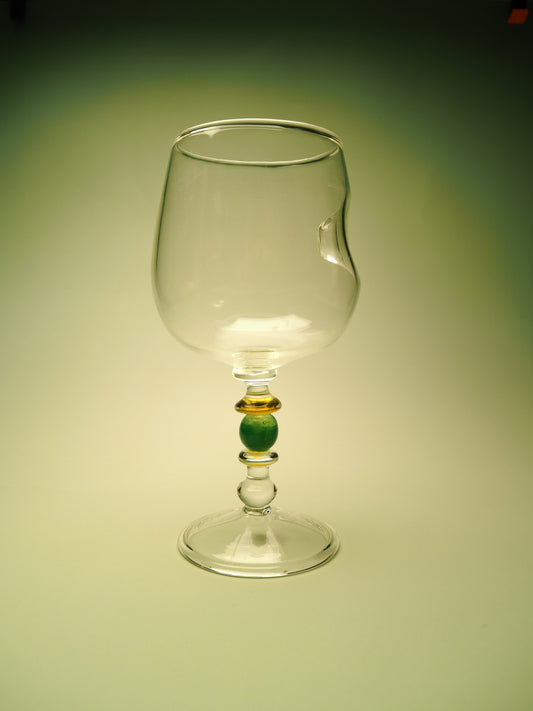 Handcrafted Unique Glass Stemware with Artistic Beaded Stem - Elegant and Functional Drinkware
