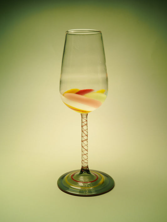 Elegant Handcrafted Glass with Colorful Candy Swirl - Unique Stemware for Special Occasion